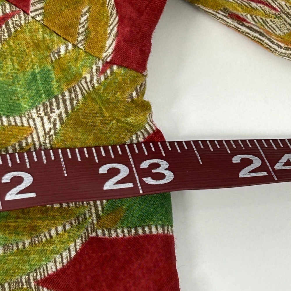 Tori Richard Shirt Men's Medium Red Green Leaf Print Short Sleeve Button Up - Picture 7 of 9